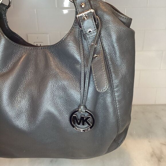 Michael Kors Bedford Belted Black Leather Satchel Shoulder Bag Handbag - Picture 5 of 15